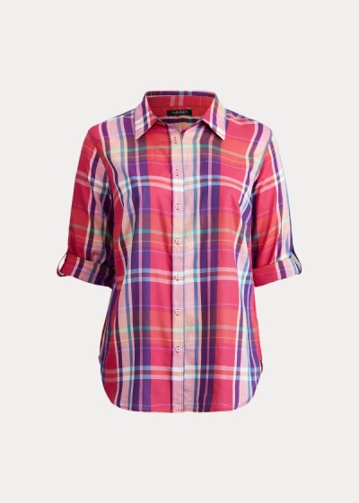 Camisa Ralph Lauren Plaid Algodão Twill Mulher 12093-MPQH